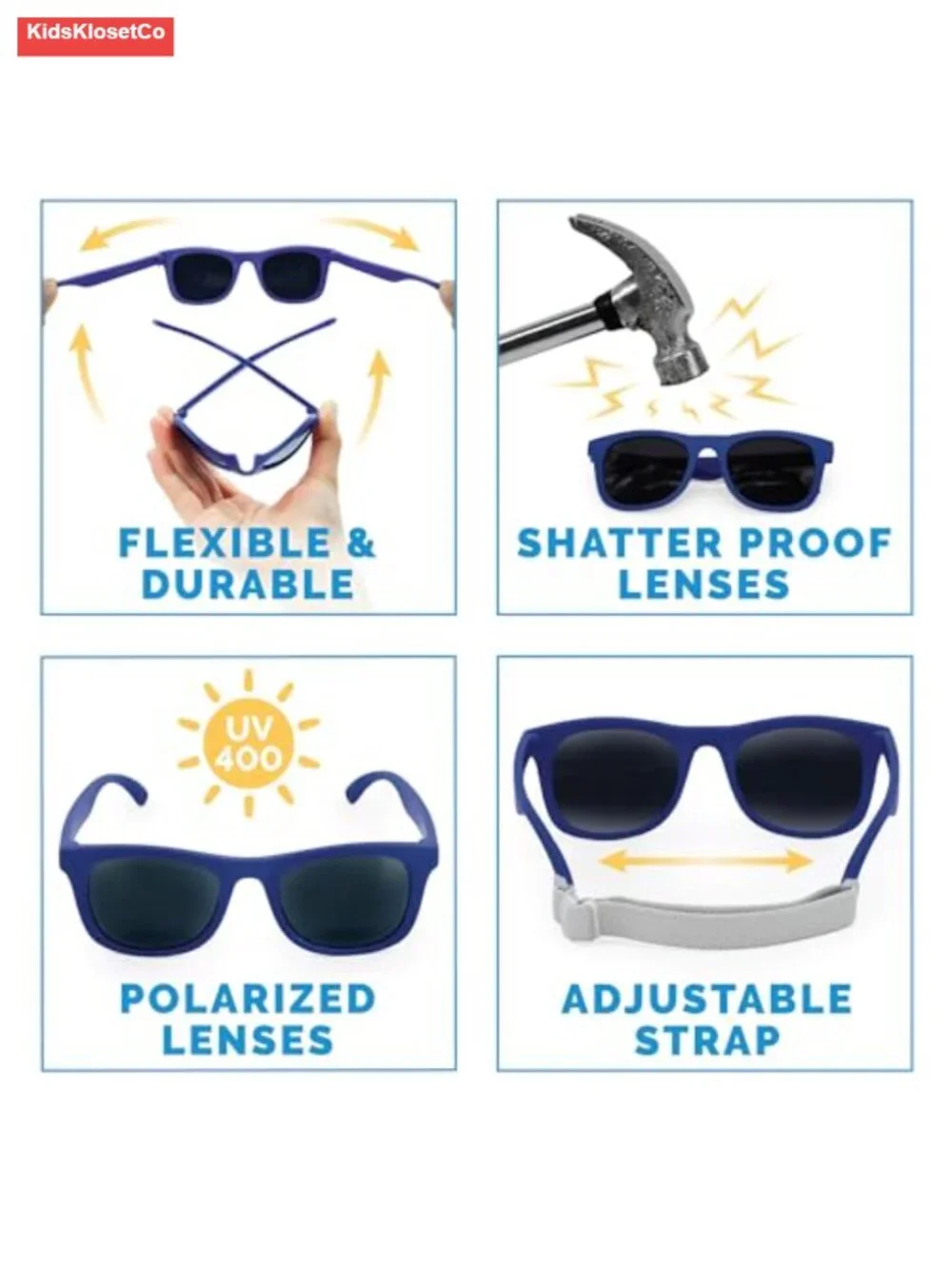 Kids Polarized UV400 Sunglasses with Strap Flexible TPEE Frame